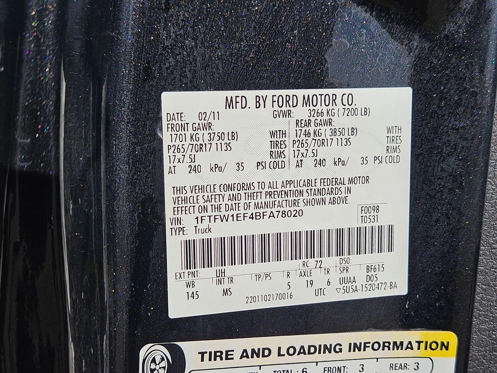 2011 Ford F-150 4WD SuperCrew 5-1/2 Ft Box XLT