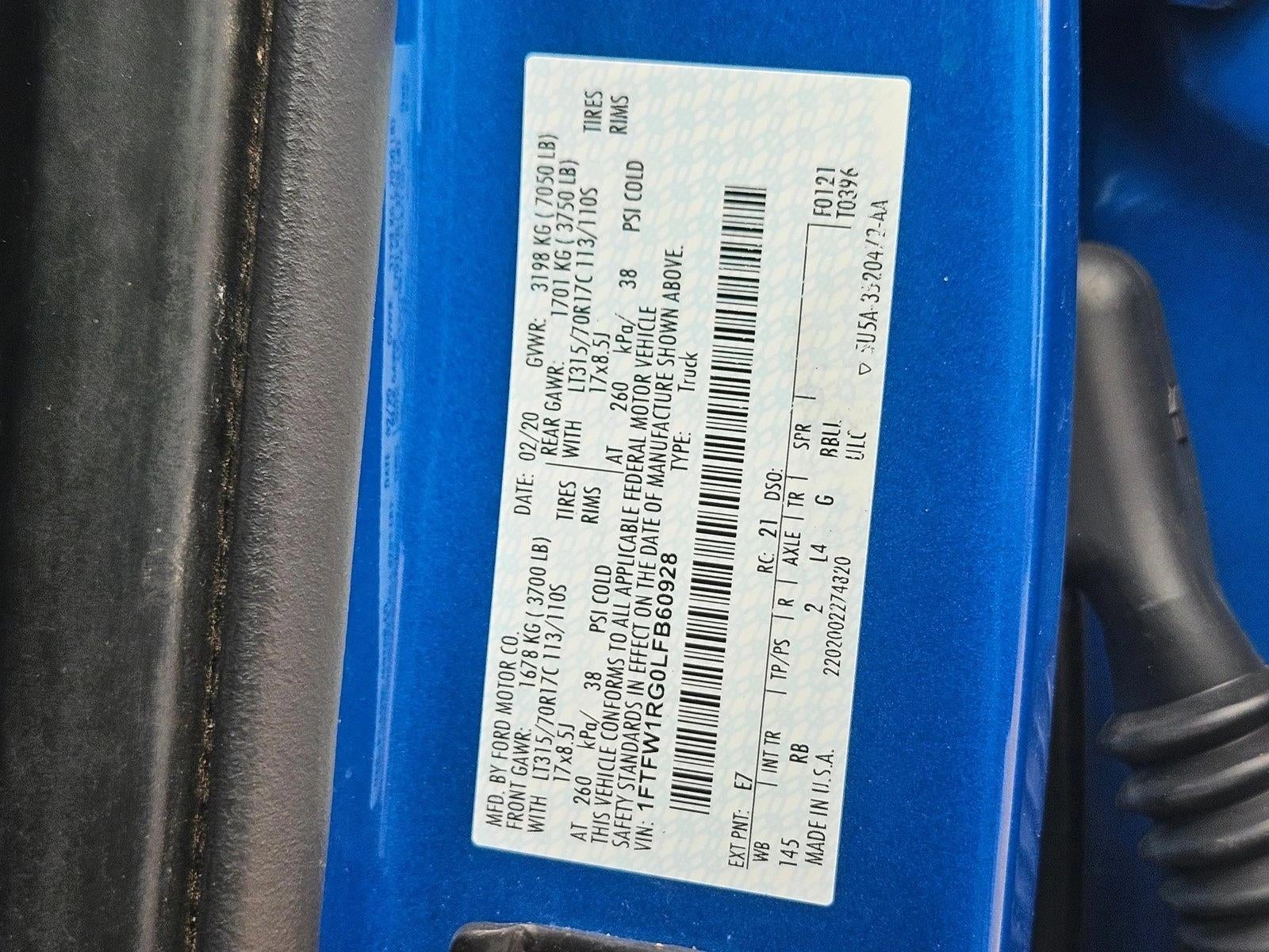 2020 Ford F-150 Raptor 4WD SuperCrew 5.5' Box