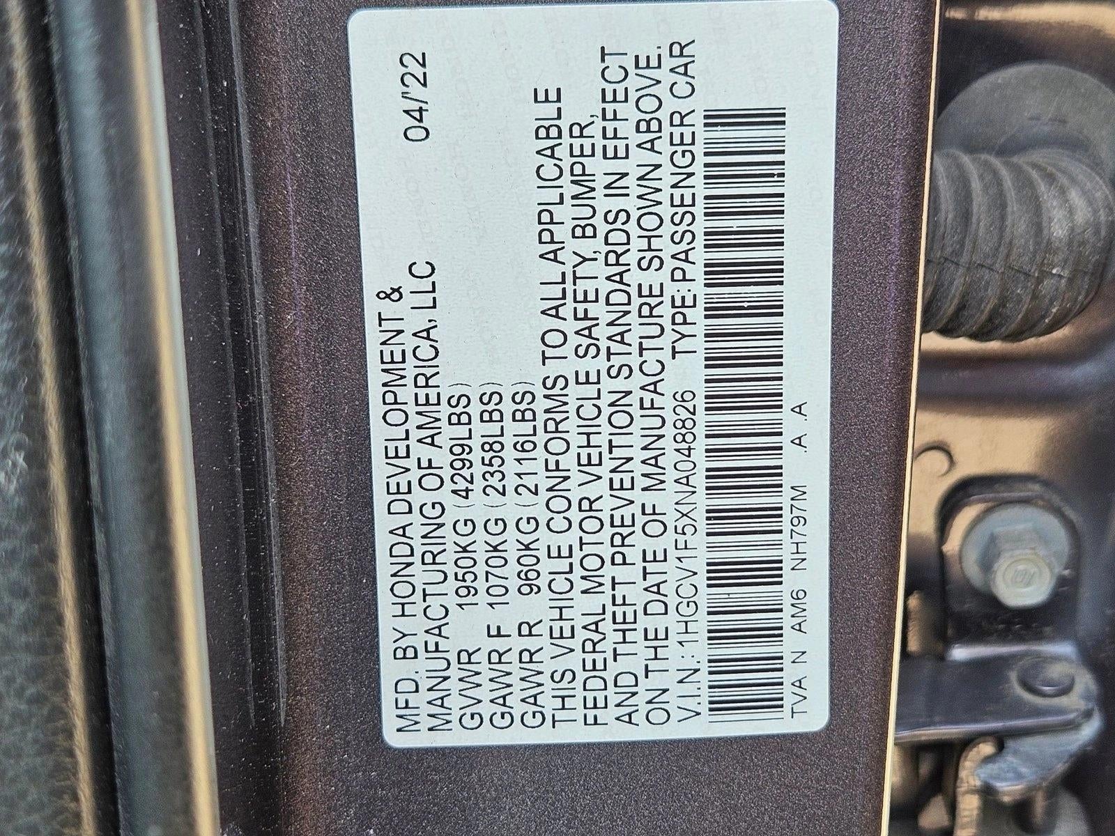 2022 Honda Accord Sedan EX-L 1.5T CVT