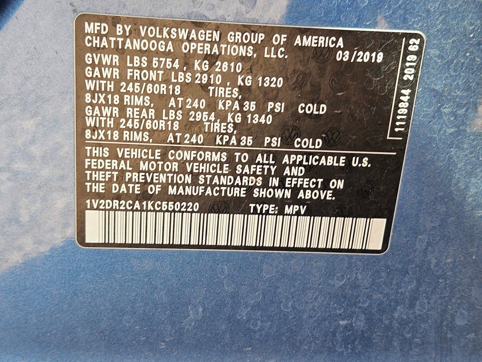 2019 Volkswagen Atlas 3.6L V6 SE FWD