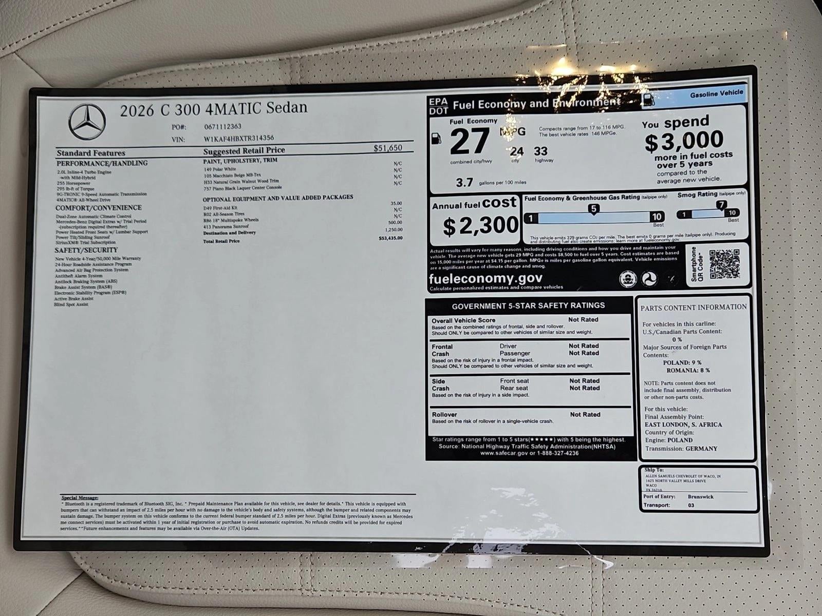 2026 Mercedes-Benz C-Class C 300 4MATIC® Sedan
