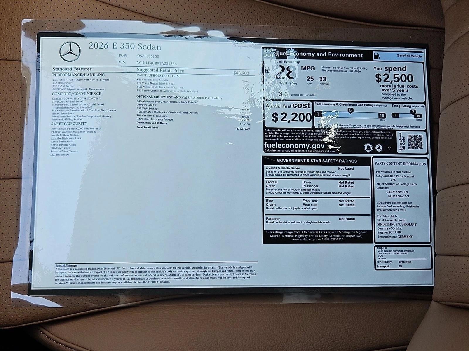 2026 Mercedes-Benz E-Class E 350 RWD Sedan