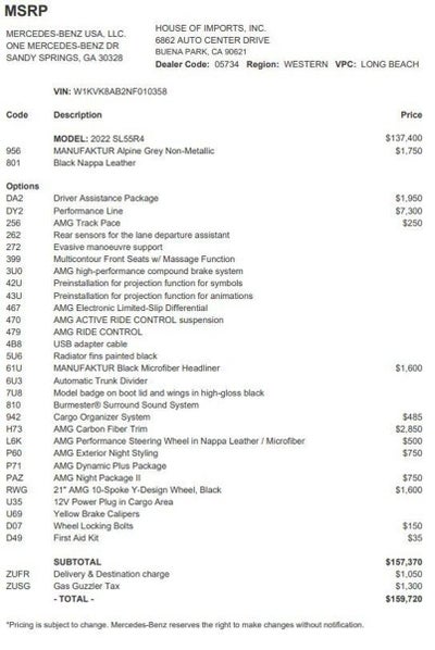 2022 Mercedes-Benz SL-Class AMG® SL 55 Roadster
