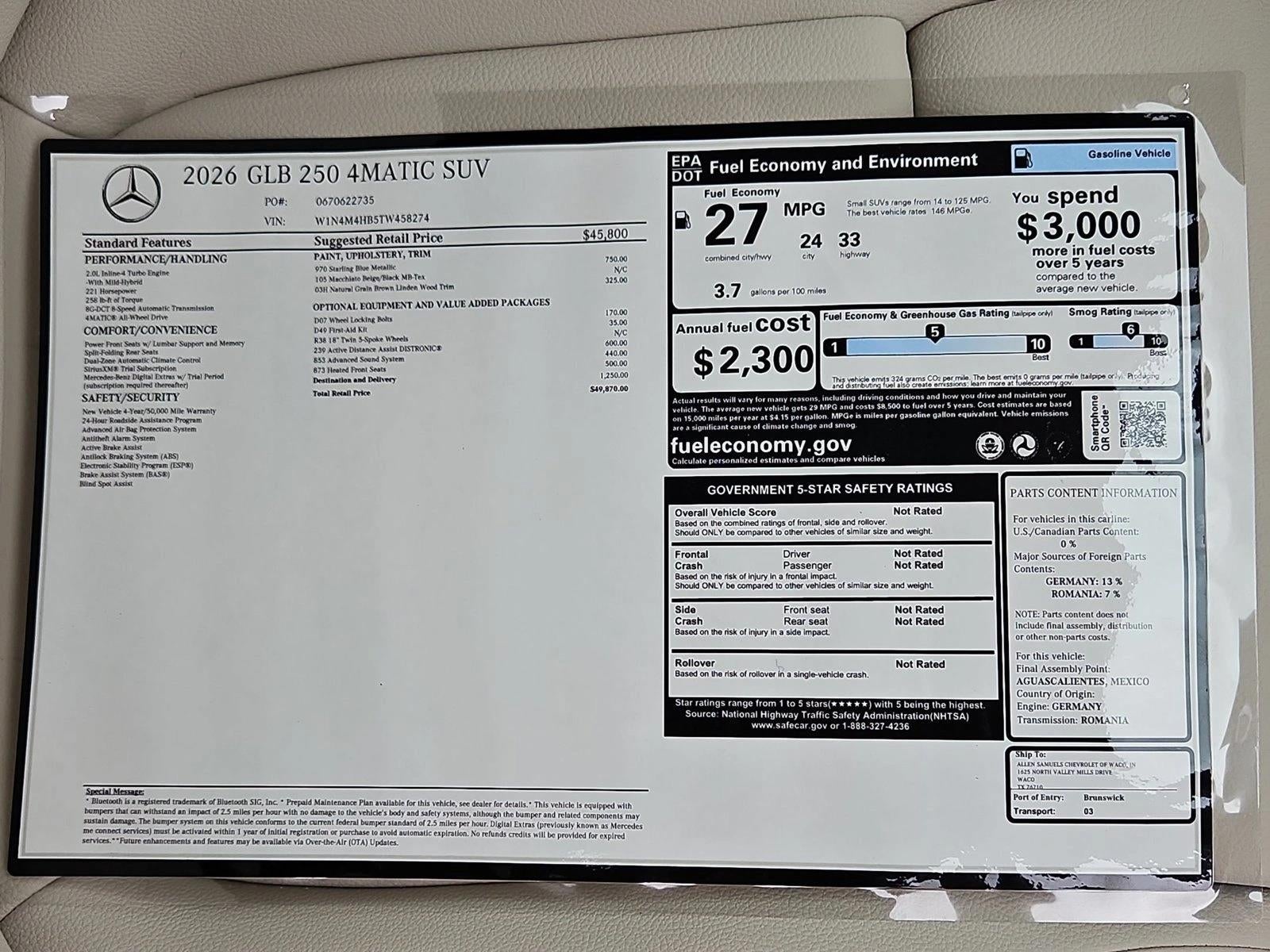 2026 Mercedes-Benz GLB GLB 250 4MATIC® SUV