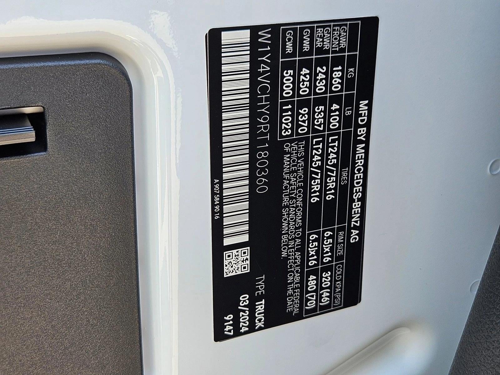 2024 Mercedes-Benz eSprinter Cargo Van 2500 High Roof HO 170" RWD