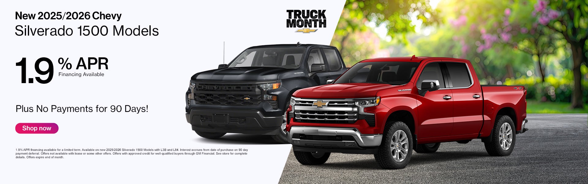New 2025/2026 Chevy Silverado 1500 models 1.9 APR offer